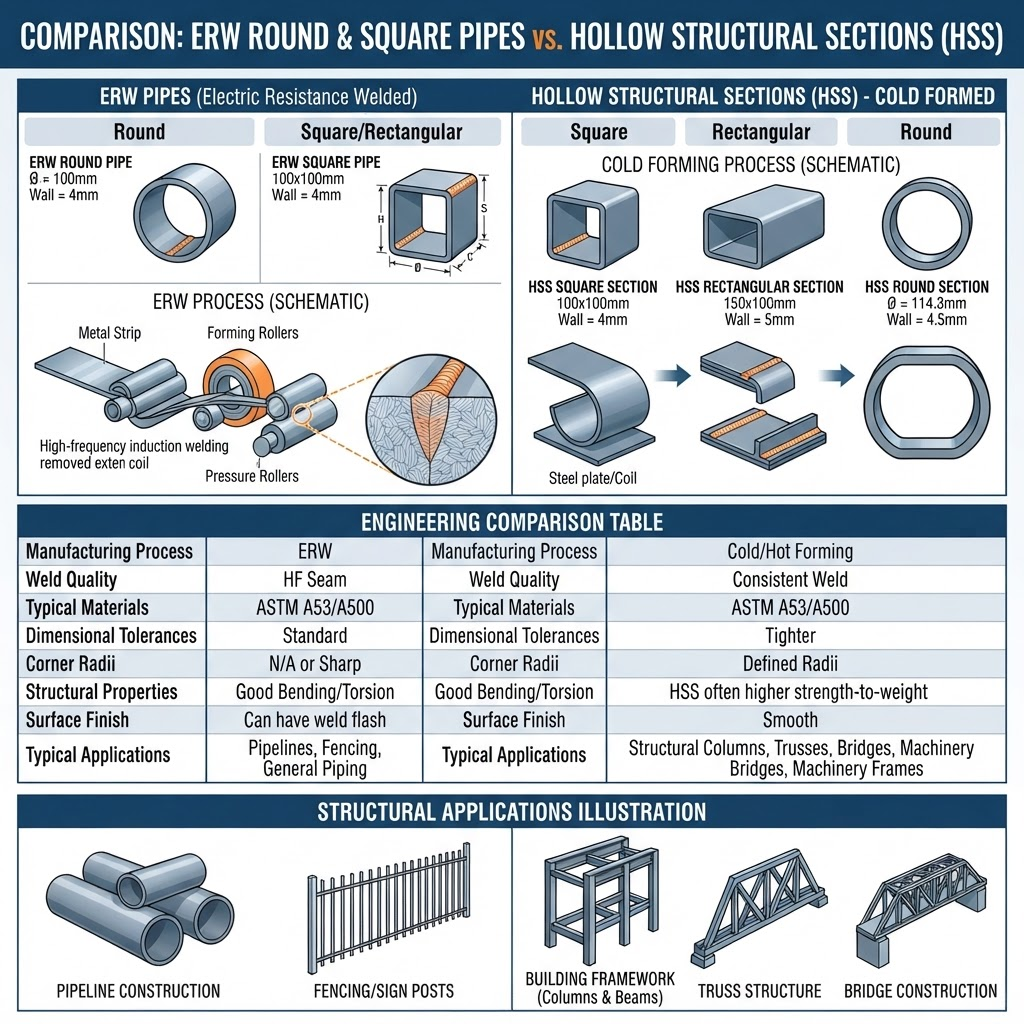 ERW Pipes vs Hollow Sections: Which is Better for Structural Projects?